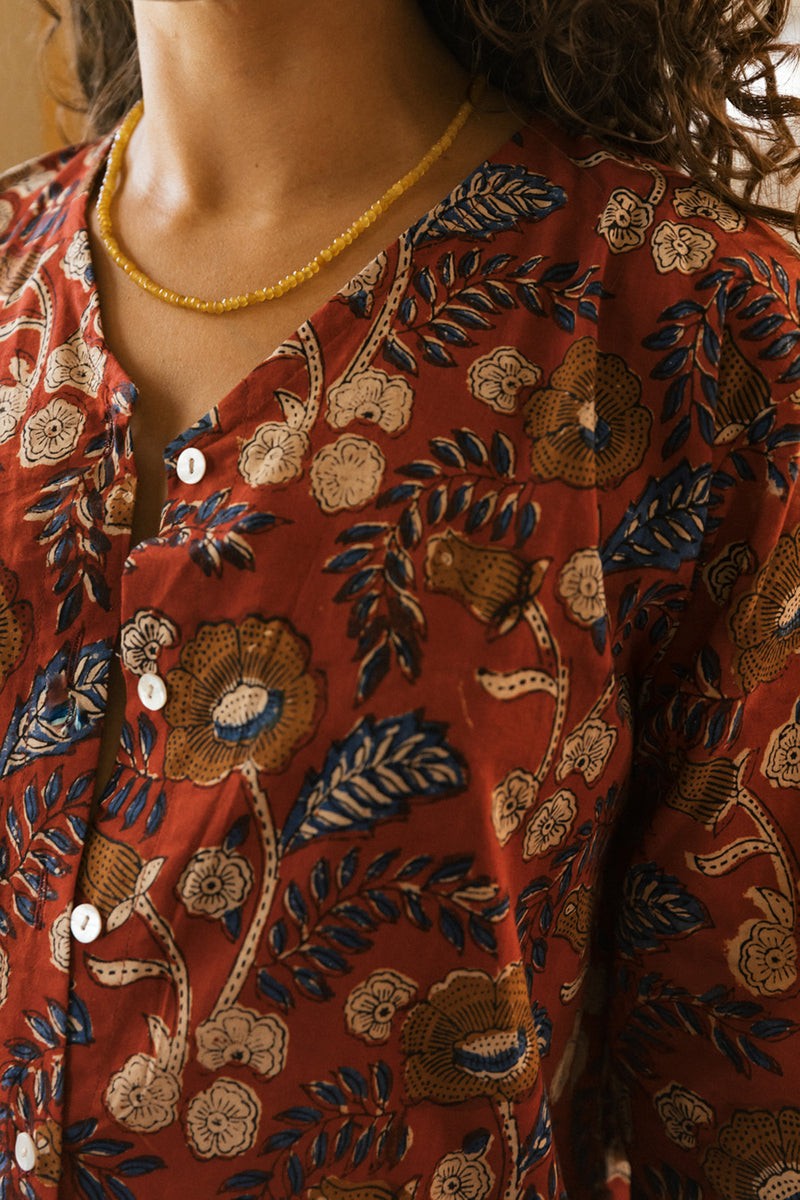Mogra Mini Dress, handmade in India. | crimson