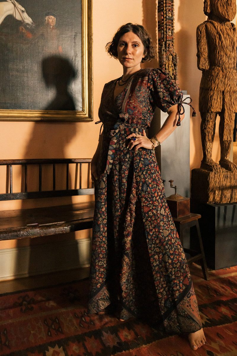 Kani Wool Wrap Dress, made in India from Kani pashmina.