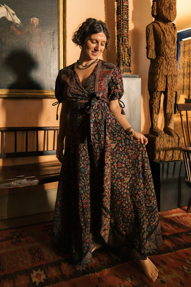 Kani Wool Wrap Dress, made in India from Kani pashmina.