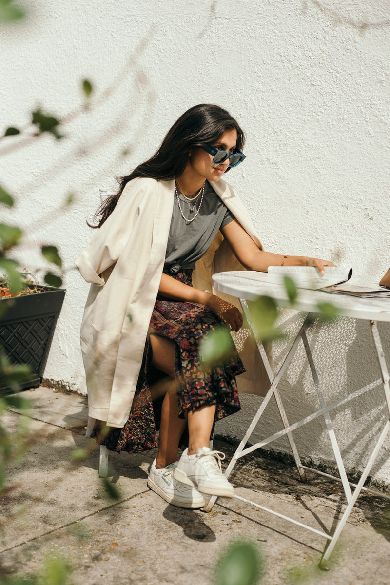 Kani Wool Skirt, handmade in India from upcycled pashmina shawls.