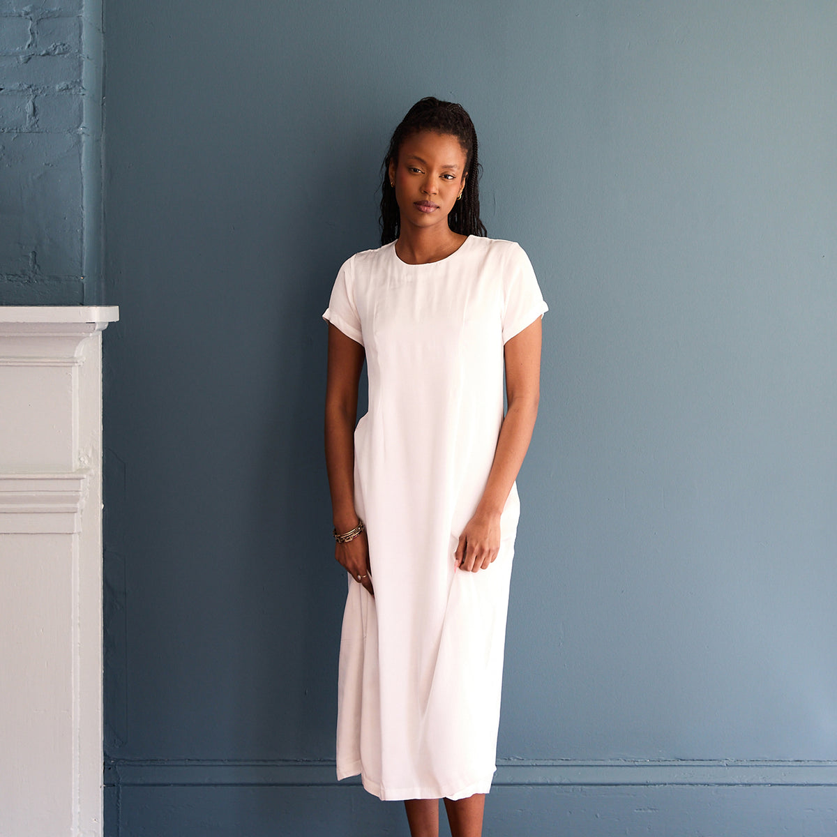Mona Dress in Cotton Satin Mona Dress in Cotton Satin