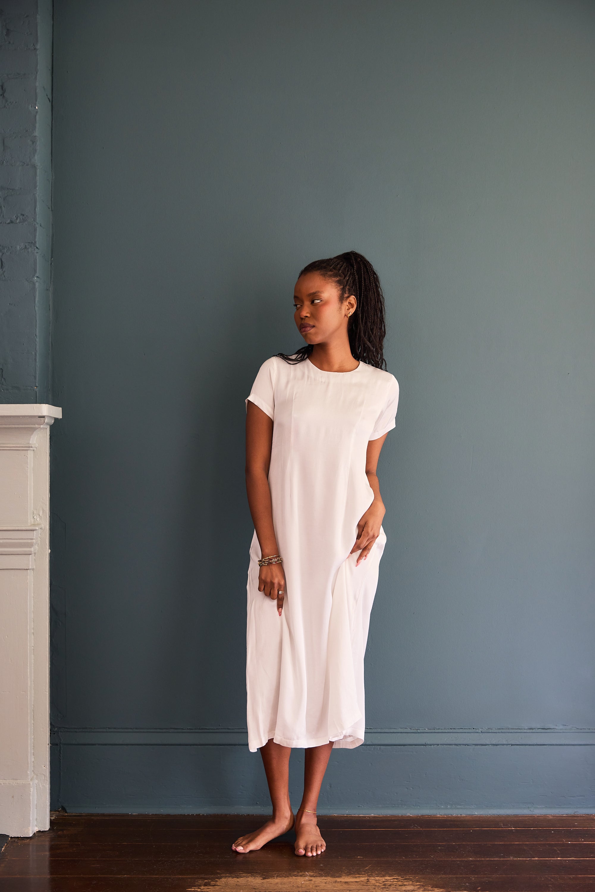 Mona Dress in Cotton Satin