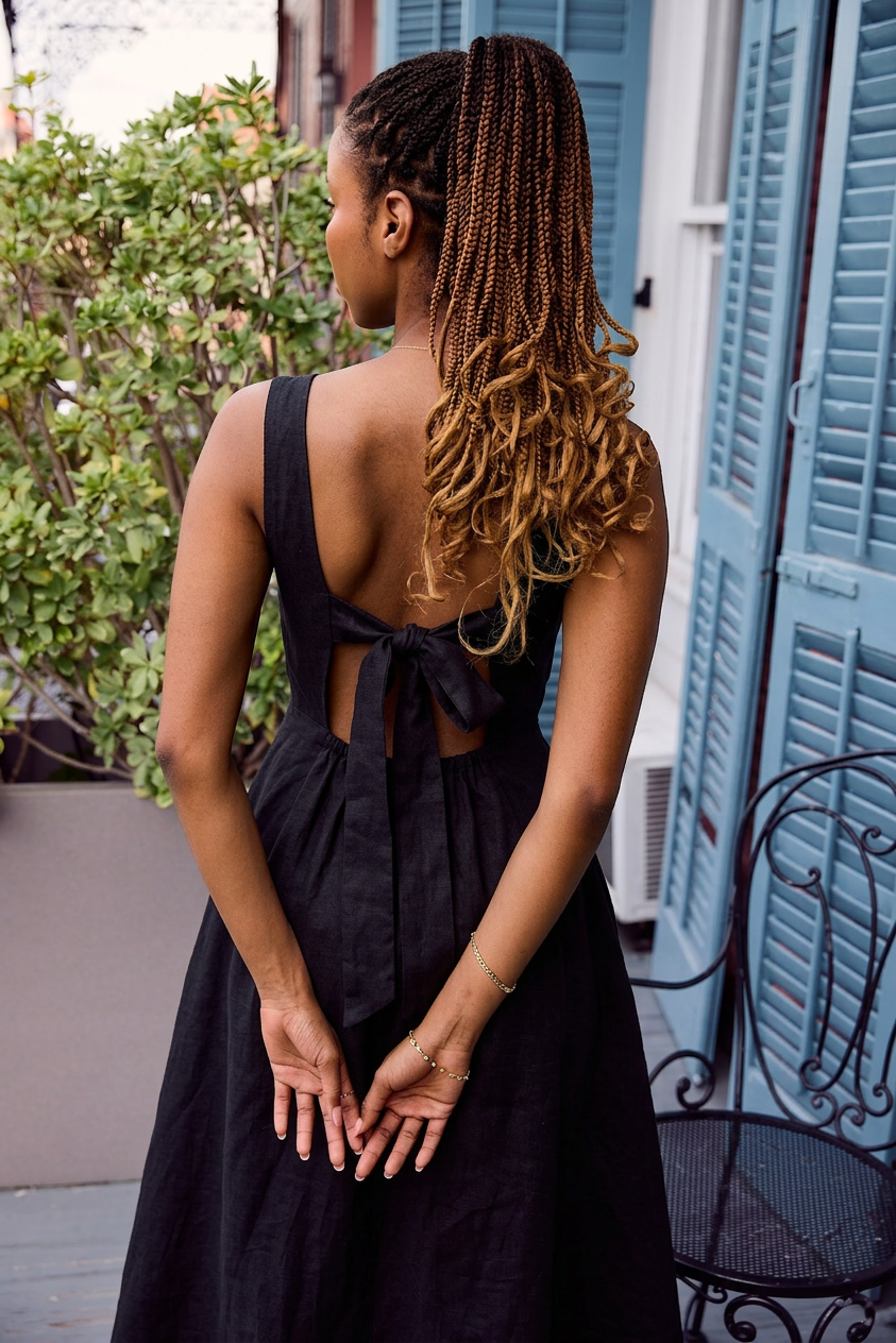 Tashi Pinafore Dress in Linen