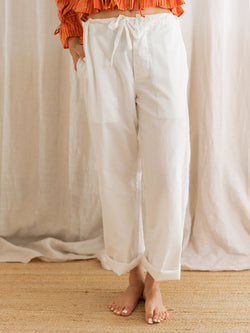 unisex drawstring pant | white