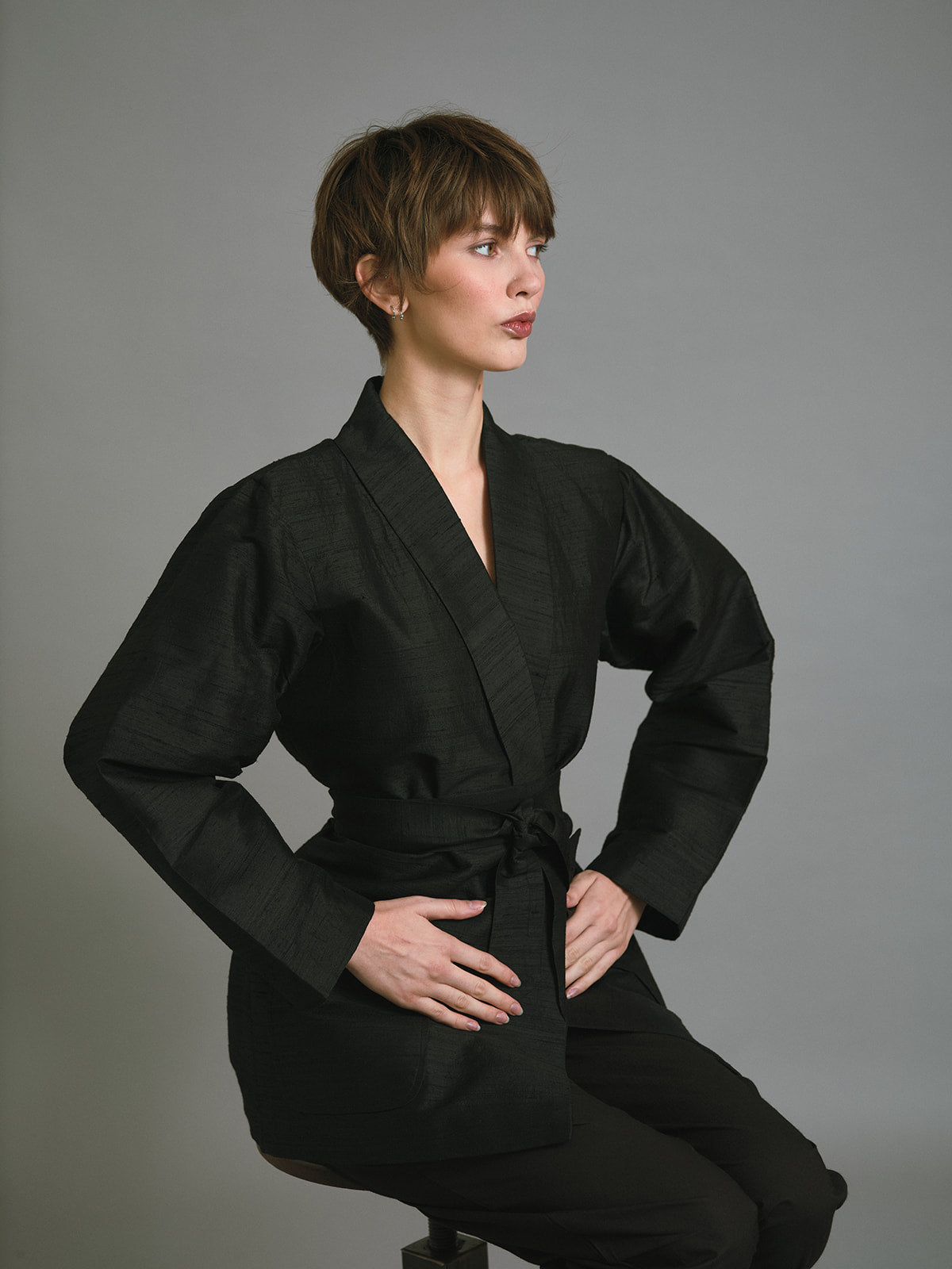 Kamla Wrap Jacket in Raw Silk
