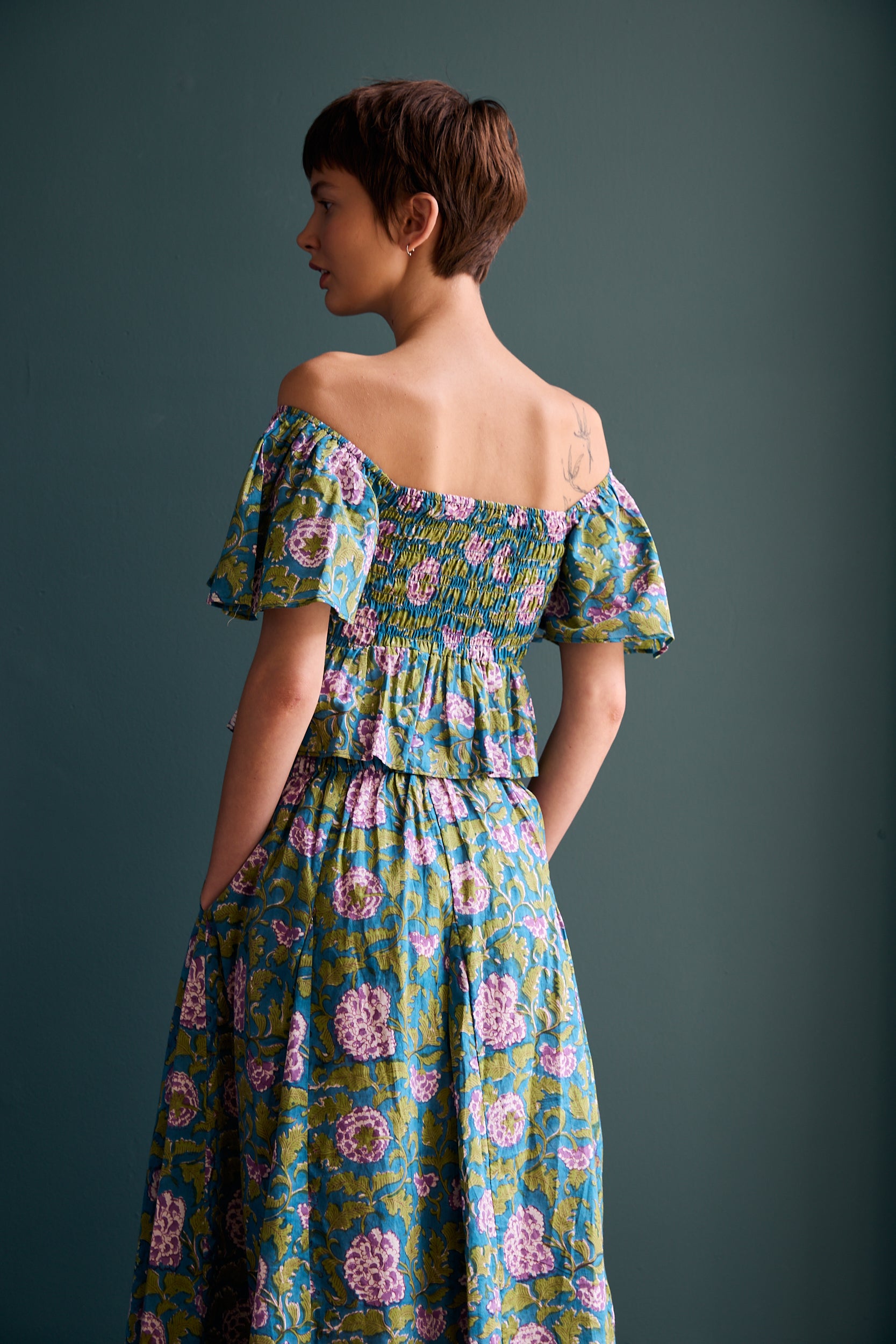 Hema Smocked Flutter Top