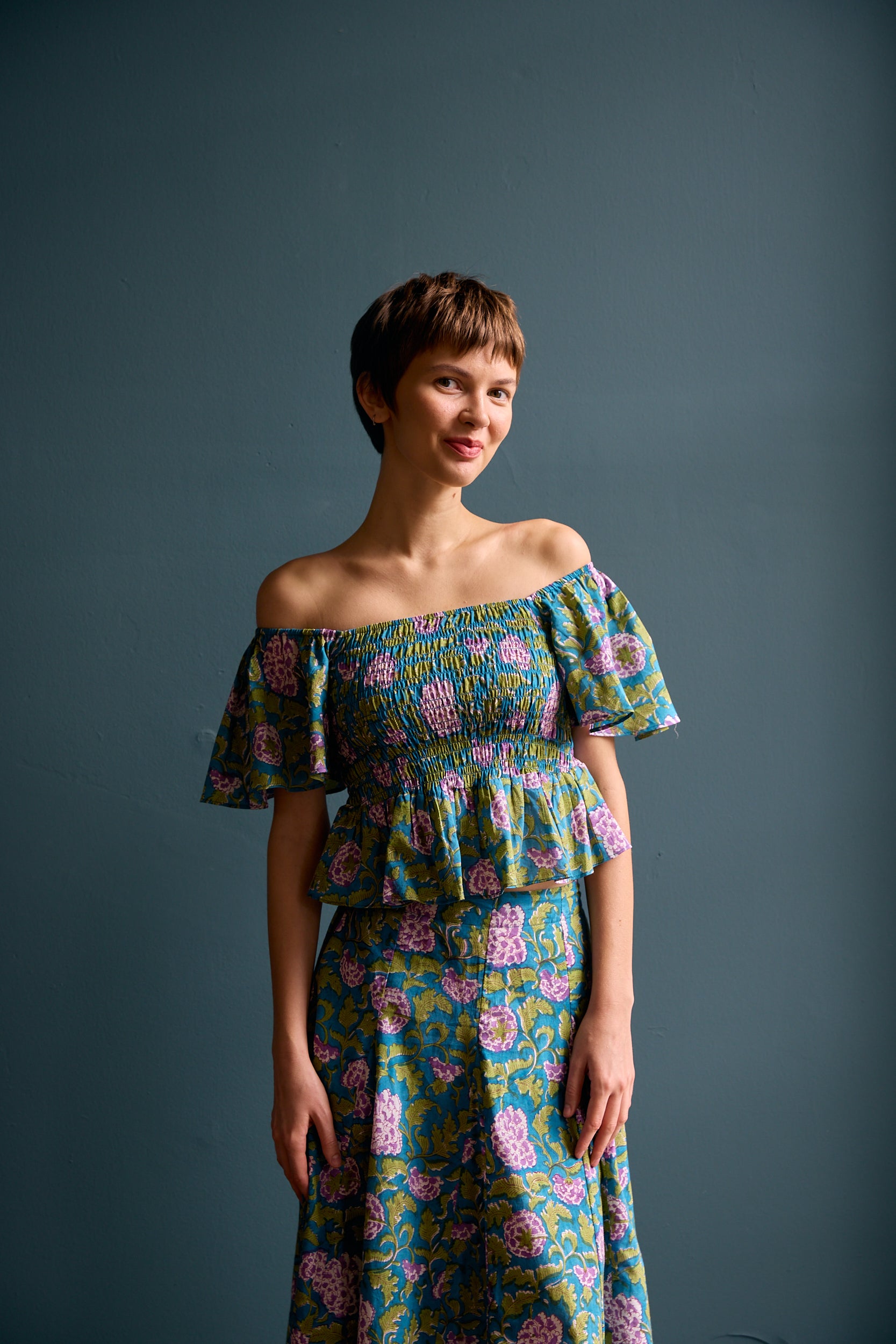 Hema Smocked Flutter Top