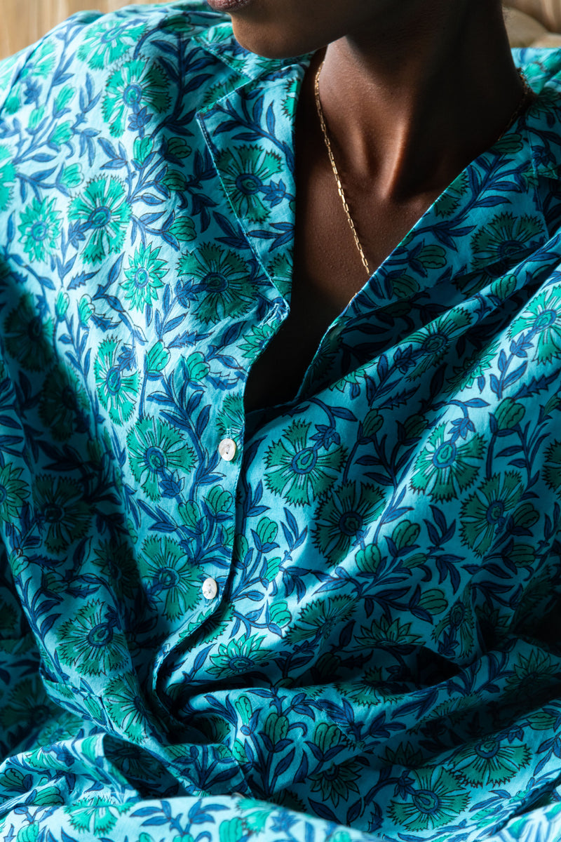 Block Printed Muslin Oversized Pajama Set | Morning Glory