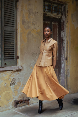 Nalini Skirt in Poplin | Tan