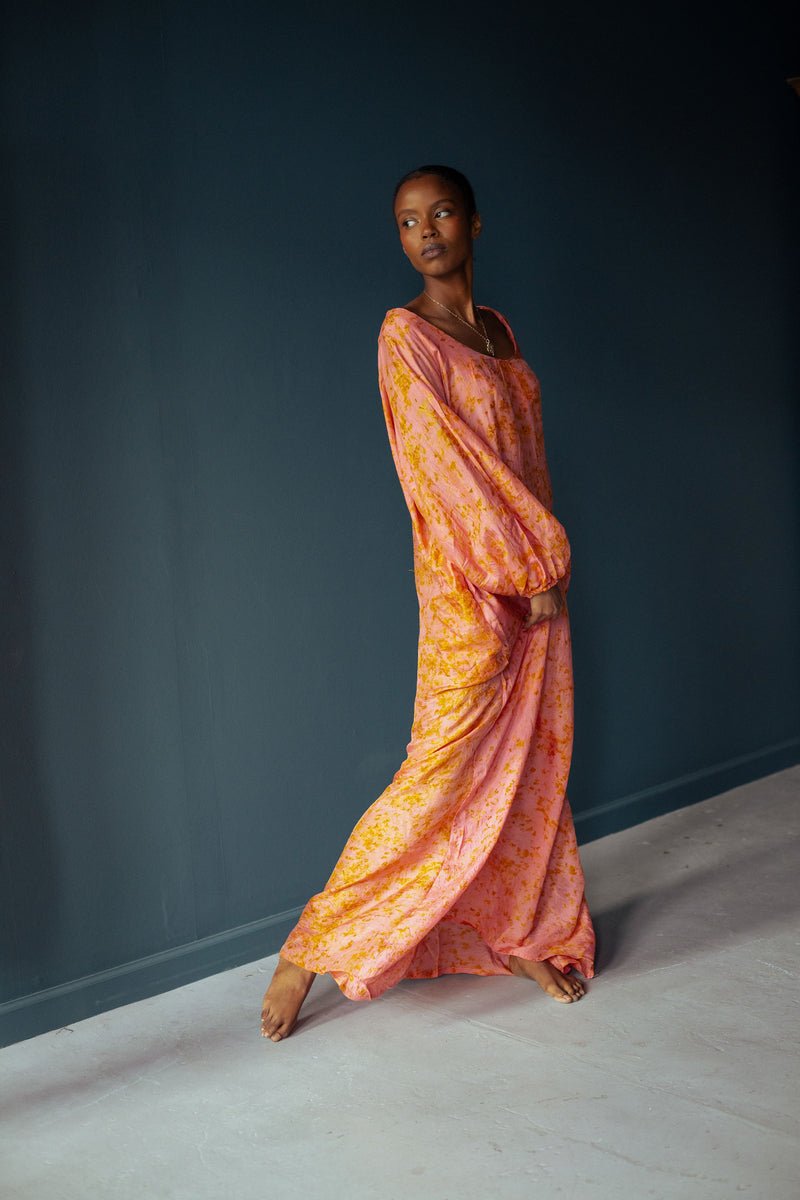 Eco Printed Maryam Dress | Coral