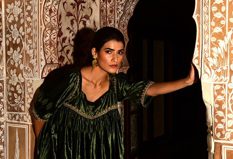 velvet dress | moss