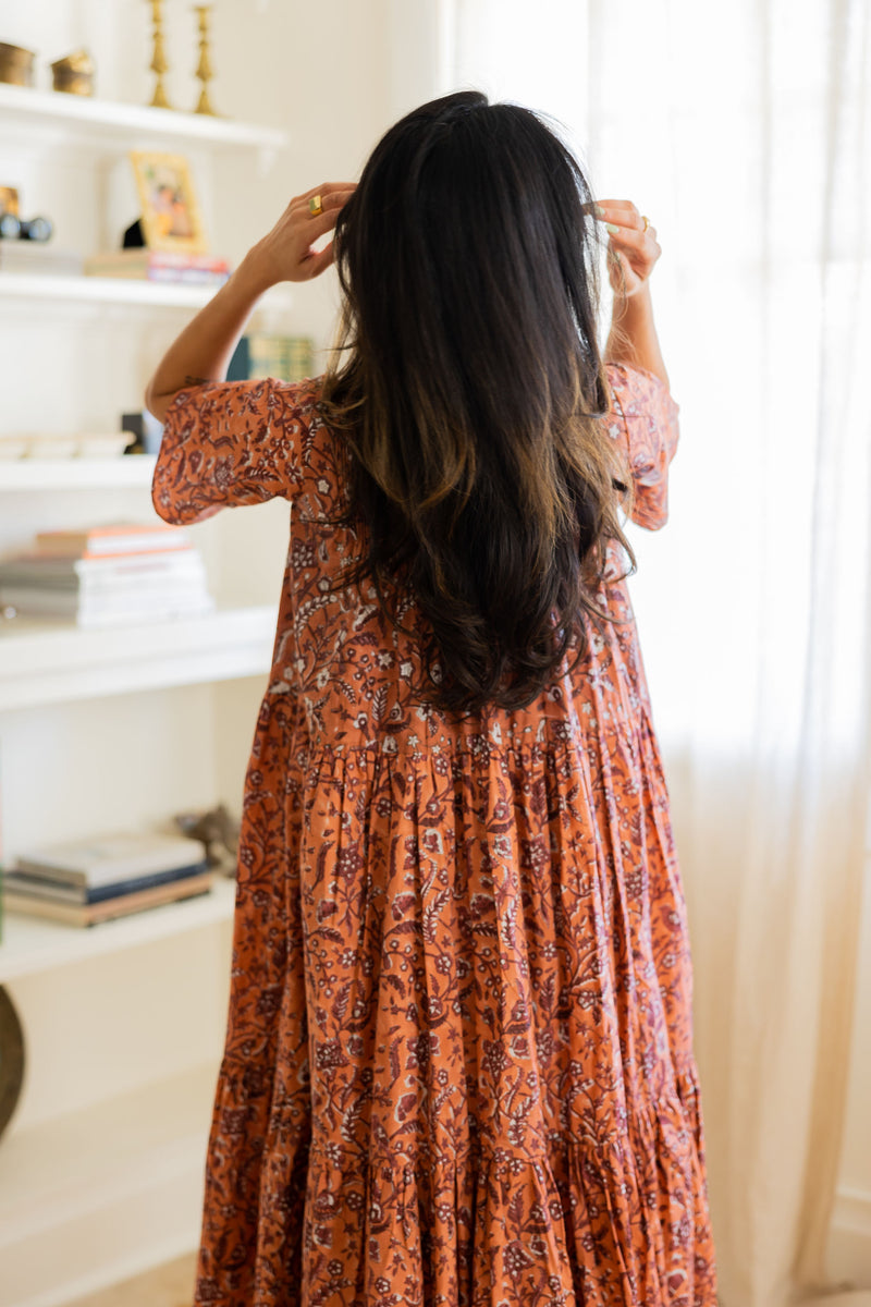 orange dress | rose garden