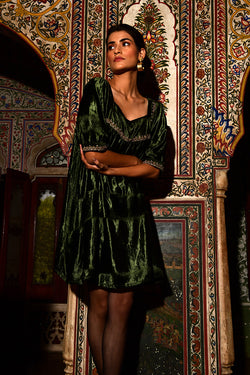 velvet dress | moss