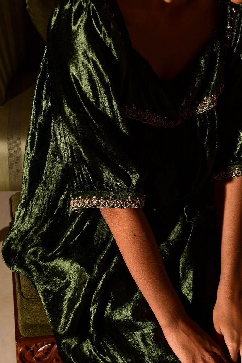 velvet dress | moss