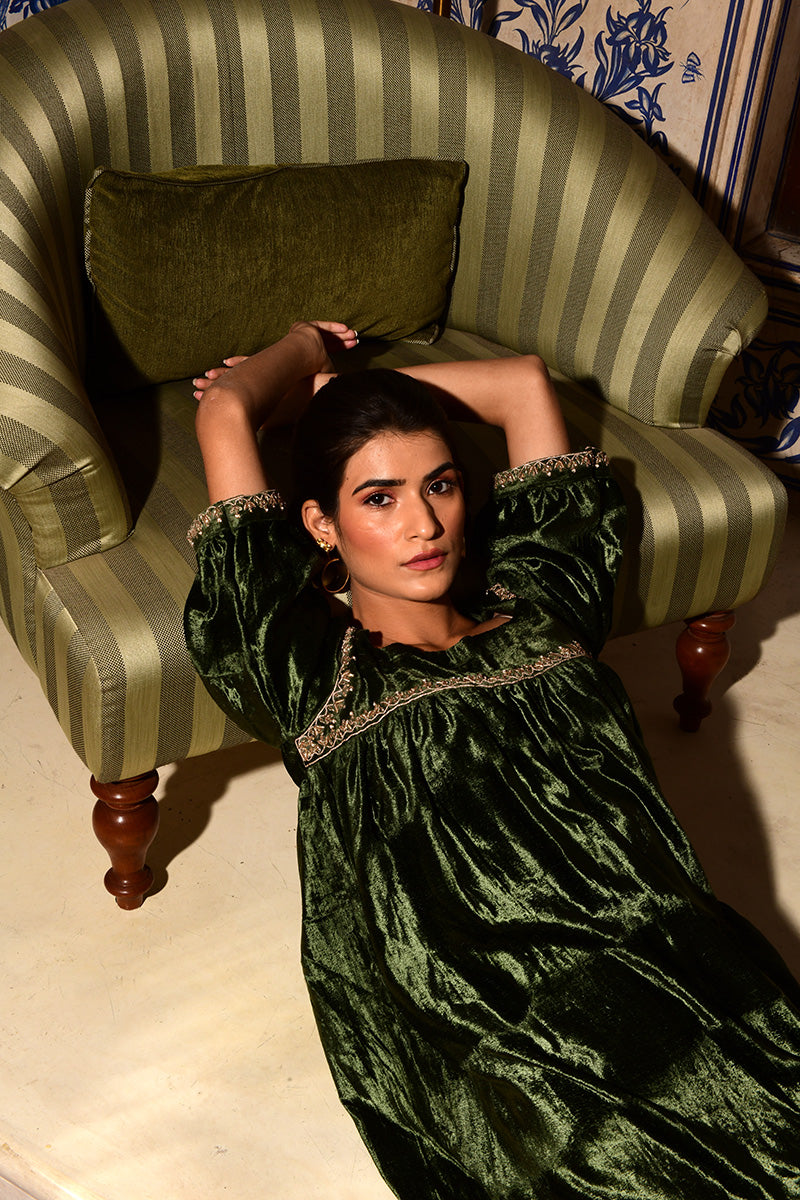 velvet dress | moss