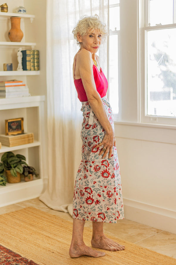Block printed cotton sarong wrap handmade in India. | luna