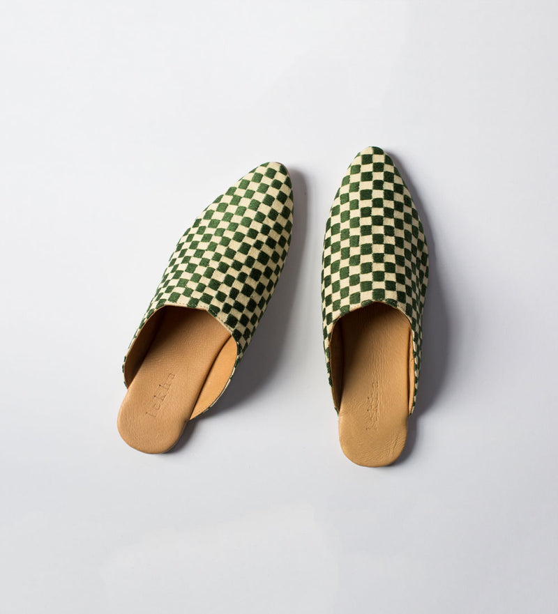 Phulkari Check Babouche Mule