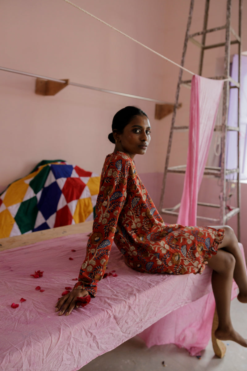 Mogra Mini Dress, handmade in India.