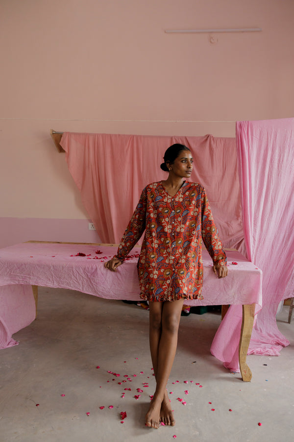 Mogra Mini Dress, handmade in India.