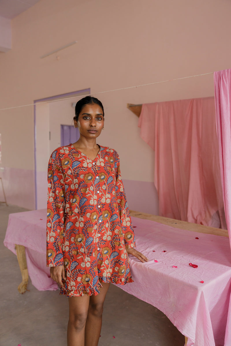 Mogra Mini Dress, handmade in India.