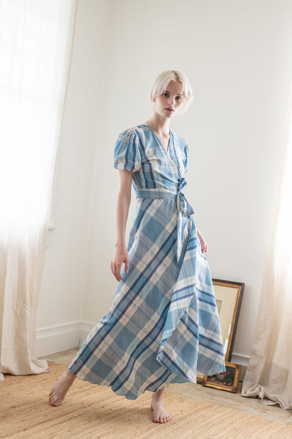 dress | azure madras plaid