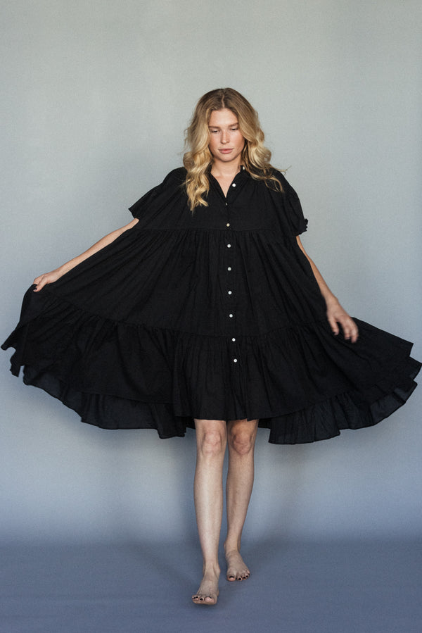Voluminous tiered Lopa Dress, made in India.