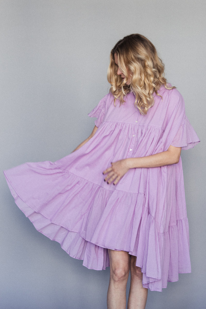 Voluminous tiered Lopa Dress, made in India.