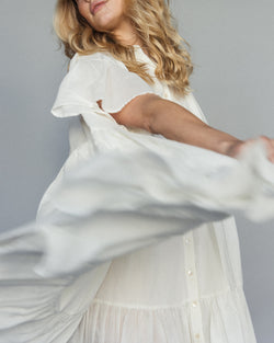 Voluminous tiered Lopa Dress, made in India.
