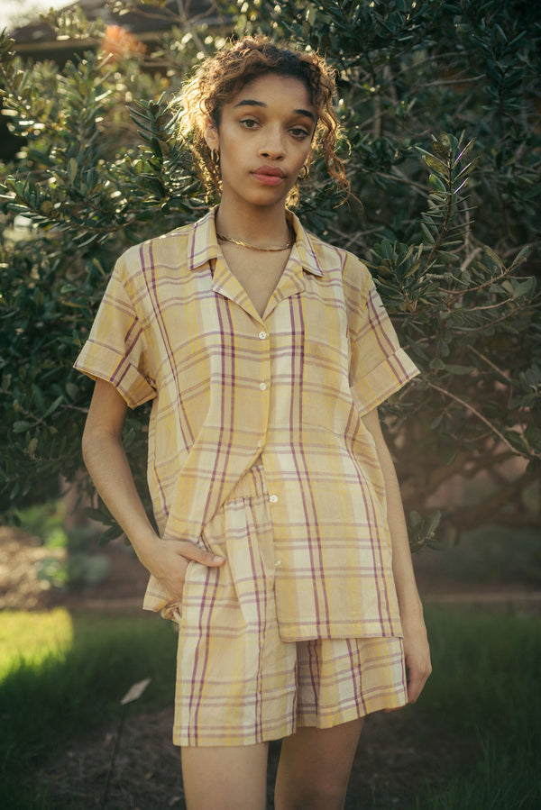 Cotton Easy Short handmade in India. | butter madras plaid